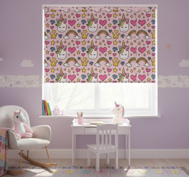 Kinderkamer rolgordijn dromerige eenhoorn fantasie - TenStickers