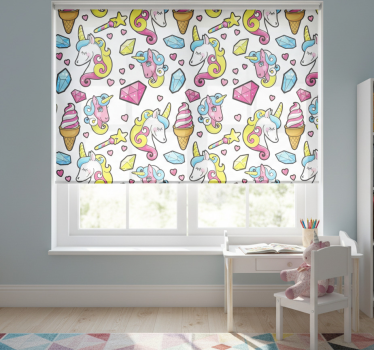 Kinderkamer rolgordijn eenhoorn fantasie motief - TenStickers
