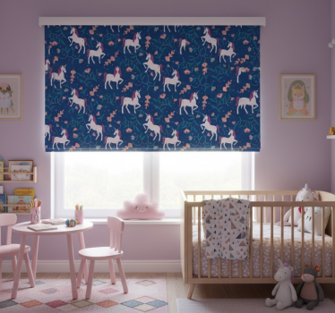 Kinderkamer rolgordijn eenhoorn patroon met veren - TenStickers