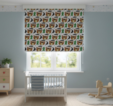 Kinderkamer rolgordijn effen kleur beren en bomen - TenStickers