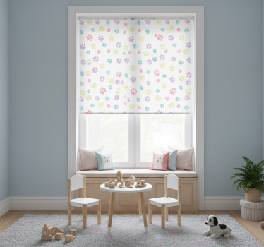 Kinderkamer rolgordijn fantastische kleurrijke hondenpootjes - TenStickers