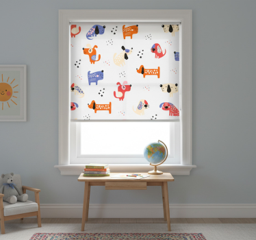 Kinderkamer rolgordijn geïllustreerde honden - TenStickers