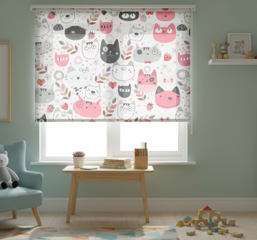 Kinderkamer rolgordijn geïllustreerde katten - TenStickers