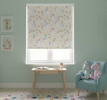Kinderkamer rolgordijn eenhoorns fantasie - TenStickers