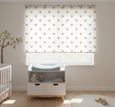 Kinderkamer rolgordijn gouden hart op witte achtergrond - TenStickers