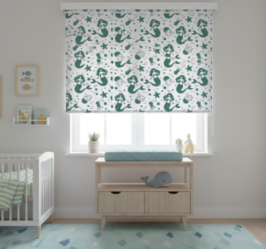 Kinderkamer rolgordijn groene zeemeerminnen - TenStickers