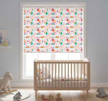 Kinderkamer rolgordijn kleurrijke paarden - TenStickers