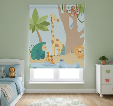 Kinderkamer rolgordijn jungle dieren - TenStickers