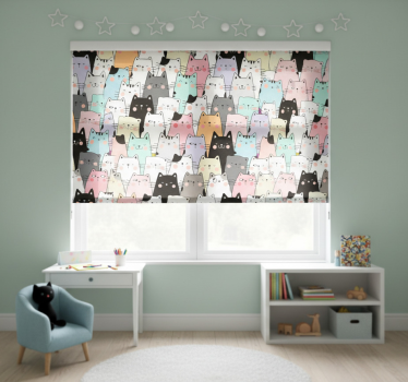 Kinderkamer rolgordijn katten - TenStickers