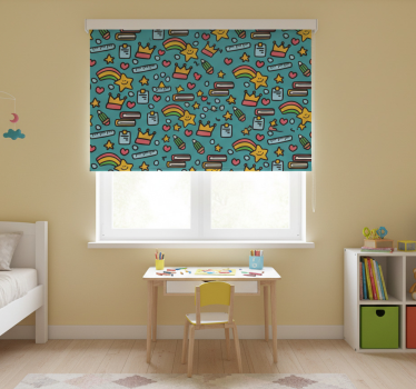Kinderkamer rolgordijn kawaii kindpatroon - TenStickers