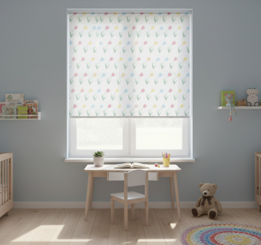 Kinderkamer rolgordijn kleurrijk tulpenpatroon - TenStickers