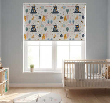 Kinderkamer rolgordijn kleurrijke eekhoorns en teddyberen - TenStickers