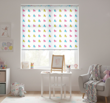 Kinderkamer rolgordijn eenhoorns op blauwe achtergrond - TenStickers