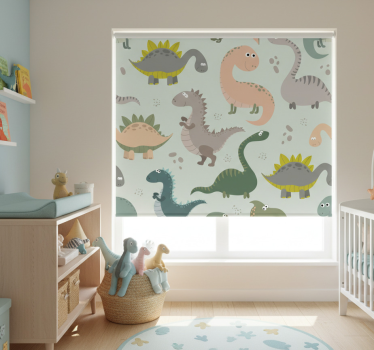 Kinderkamer rolgordijn lachende dinosaurussen - TenStickers