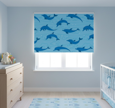 Kinderkamer rolgordijn lucht met wolken en dolfijnen - TenStickers