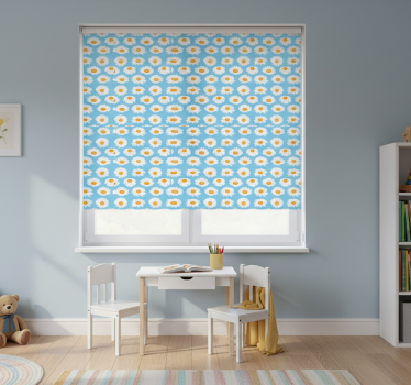 Kinderkamer rolgordijn madeliefjespatroon op lichtblauw - TenStickers