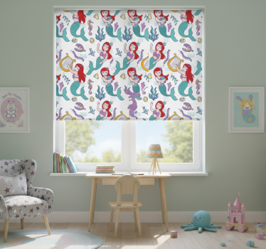 Kinderkamer rolgordijn met glimlachende ariel - TenStickers