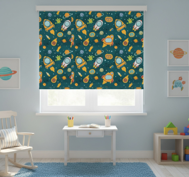 Kinderkamer rolgordijn met grappige aliens illustratie - TenStickers