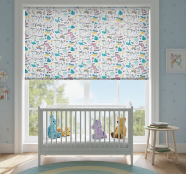 Kinderkamer rolgordijn met handgetekende illustraties - TenStickers