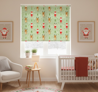 Kinderkamer rolgordijn met kerstman en zijn rendier - TenStickers