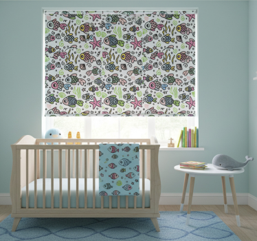 Kinderkamer rolgordijn met multicolor vissenpatroon - TenStickers