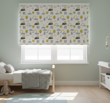 Kinderkamer rolgordijn minimalistische bomen regenbogen - TenStickers