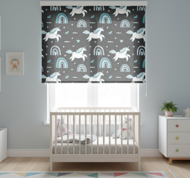 Kinderkamer rolgordijn naadloos paarden donker patroon - TenStickers