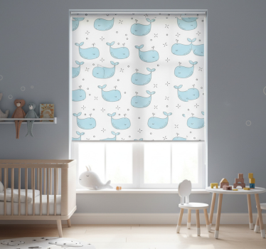 Kinderkamer rolgordijn naadloos walvissenpatroon - TenStickers
