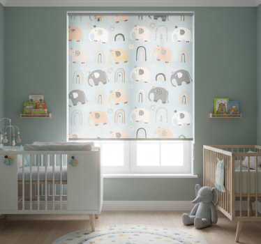 Kinderkamer rolgordijn olifant regenboog motieven - TenStickers