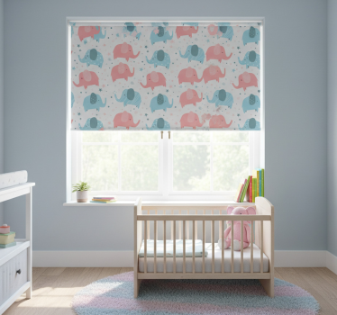Kinderkamer rolgordijn olifant roze en blauw - TenStickers