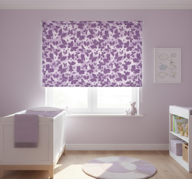 Kinderkamer rolgordijn paarse vlinders op wolken - TenStickers