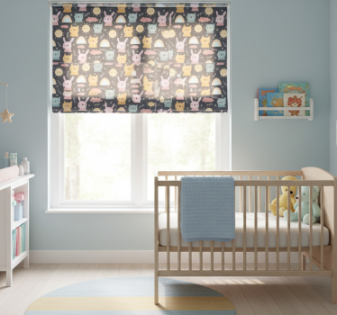 Kinderkamer rolgordijn pastel dieren en regenbogen - TenStickers