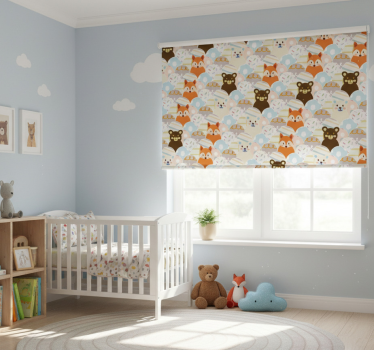 Kinderkamer rolgordijn patchwork dierenbeer en vos ontwerp - TenStickers