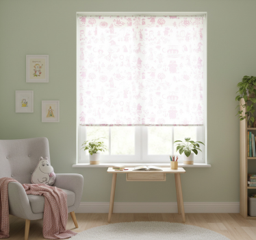 Kinderkamer rolgordijn pink moomin full - TenStickers