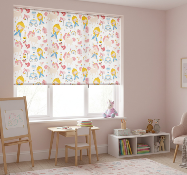 Kinderkamer rolgordijn prinses en eenhoorn - TenStickers