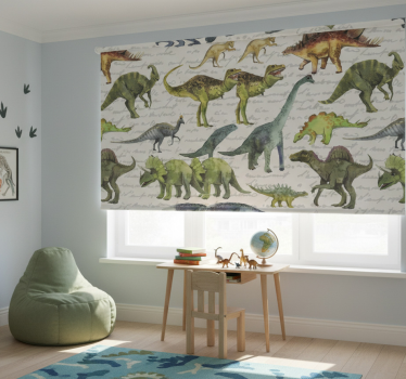 Kinderkamer rolgordijn realistische dinosaurussen - TenStickers