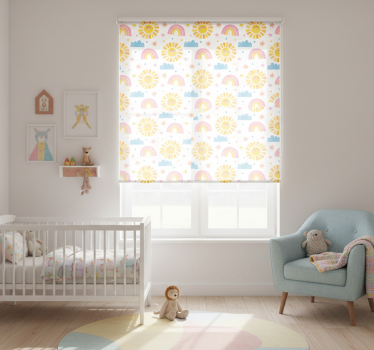 Kinderkamer rolgordijn regenbogen zonnen en wolken - TenStickers