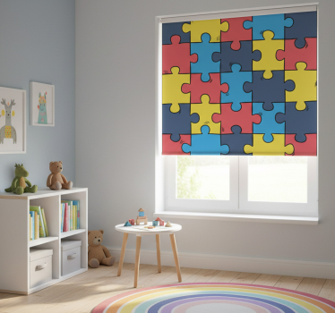 Kinderkamer rolgordijn regenboog puzzel - TenStickers