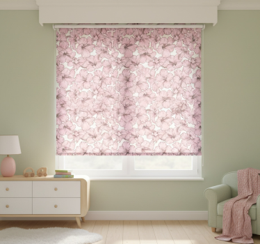 Kinderkamer rolgordijn roze bloemen hibiscus patroon - TenStickers