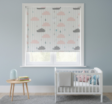Kinderkamer rolgordijn roze en grijze wolken - TenStickers