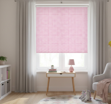 Kinderkamer rolgordijn roze en witte lijnen - TenStickers