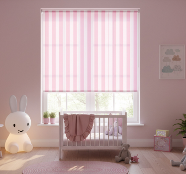 Kinderkamer rolgordijn roze gestreept interieur - TenStickers