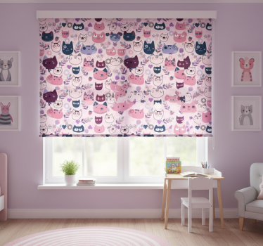 Kinderkamer rolgordijn roze katten modepatroon - TenStickers