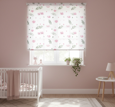 Kinderkamer rolgordijn roze minimalistische bloempjes - TenStickers