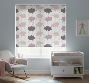 Kinderkamer rolgordijn roze regenwolken - TenStickers