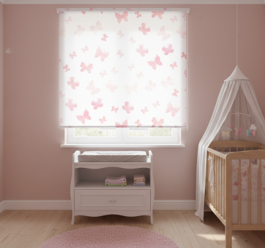 Kinderkamer rolgordijn roze vlinders - TenStickers