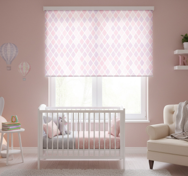 Kinderkamer rolgordijn rozen en witte ruiten design - TenStickers
