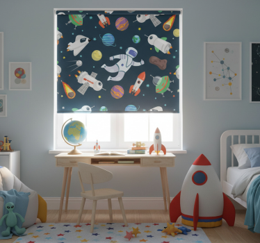 Kinderkamer rolgordijn ruimte-avontuur - TenStickers