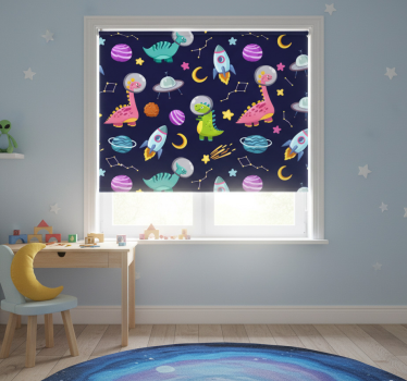 Kinderkamer rolgordijn ruimte avontuur motief - TenStickers
