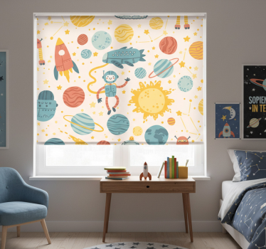 Kinderkamer rolgordijn ruimte avontuur scene - TenStickers